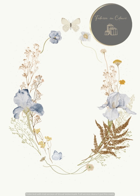 Invitație florală cu fluturi