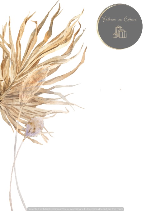 Invitație nuntă boho cu panou pampas