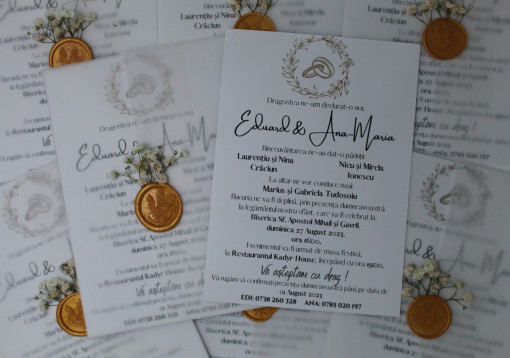 Invitație nuntă Cu sigiliu auriu flori