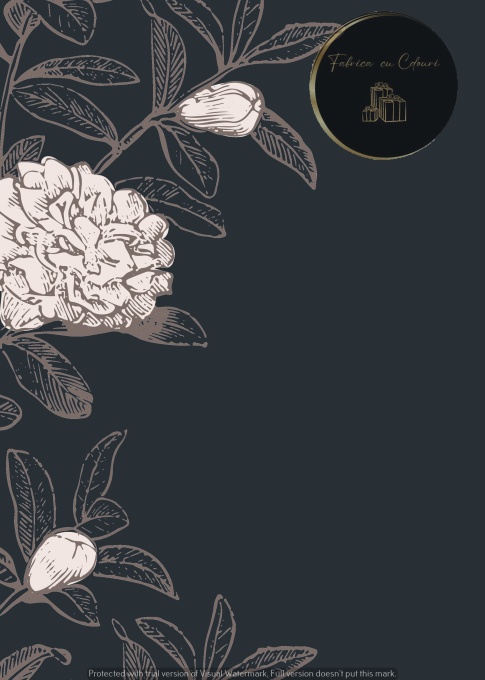 Invitație florală pe fundal negru