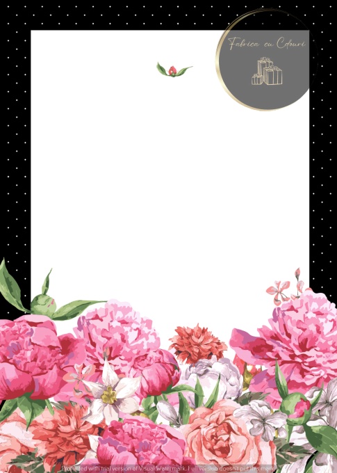 Invitație florală cu bujori roz