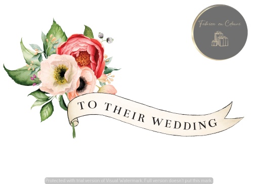 Invitație nuntă cu banner floral și text personalizat