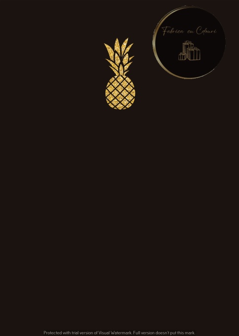 Invitație nuntă neagră cu ananas auriu