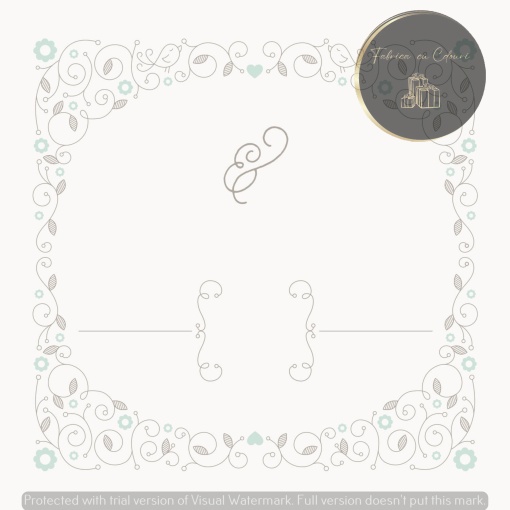 Invitație albă cu model floral verde pastel
