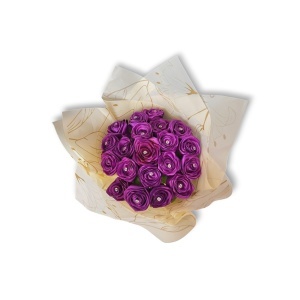 Buchet trandafiri mov din satin – buchet elegant de flori pentru cadou