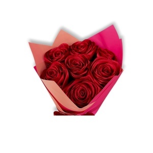 Buchet trandafiri satin roșii – cadou romantic elegant | Flori artificiale premium