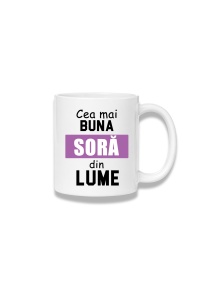 Cană ceramică 380 ml – Cea mai bună soră din lume – bandă mov