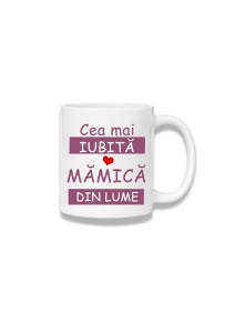 Cană ceramică 380 ml – Cea mai iubită mămică din lume – roz