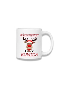 Cană ceramică 380 ml – Crăciun fericit, bunica – ren