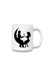 Cană ceramică 380 ml – Cuplu pe semilună – siluete