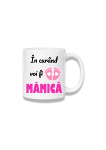 Cană ceramică 380 ml – În curând voi fi mămică – inimă și piciorușe