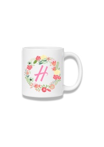 Cană ceramică 380 ml – Inițiala H cu coroniță florală