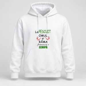 Hanorac personalizat La pescuit omul si rama formeaza o echipa