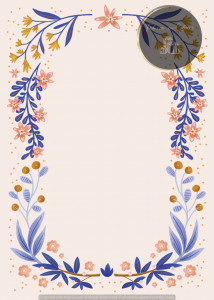 Invitație Botez B157 - Chenar Floral Folk Corai pe Fundal Crem Deschis