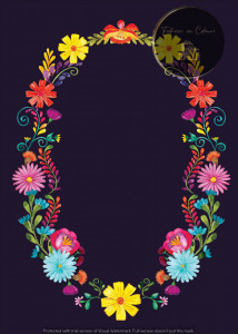 Invitație Botez B276 - Coroniță Florală Colorată stil Folk
