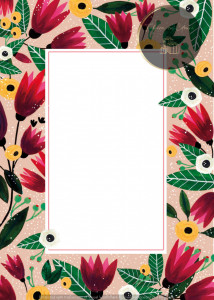 Invitație Botez B385 - Bordură Florală Folk