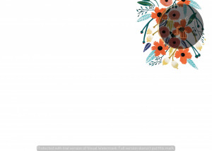 Invitație Botez B47 - Buchet Floral Portocaliu-Coral în Colț, Fundal Alb Minimalist