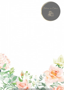 Invitație Botez B7 - Buchet Floral Acuarelă cu Hortensii și Trandafiri Piersică