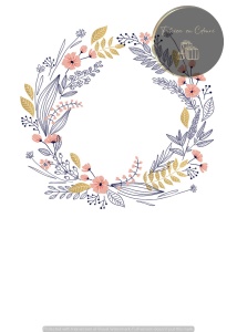 Invitație nuntă cu coroniță florală în culori pastel