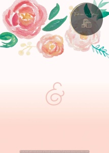 Invitație nuntă florală roz-peach