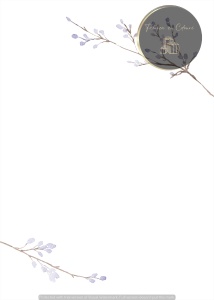 Invitație nuntă minimalistă cu ramuri lavandă