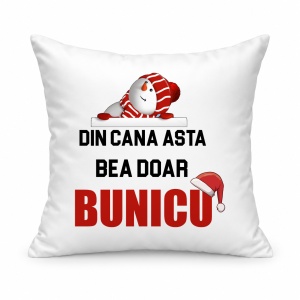 Pernă personalizată Din cana asta bea doar bunicu, model craciun