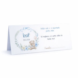 Plic pentru bani botez băiețel cu ursuleț personalizat | Plic pentru dar elegant baby