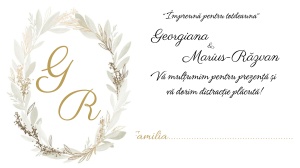 Plic pentru bani nuntă cu inițiale aurii | Plic de bani/dar elegant - Img 2