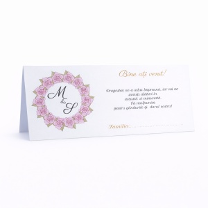 Plic pentru bani nuntă elegant trandafiri personalizat | Plic pentru dar cu inițiale și coroană florală