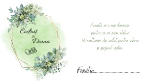 Plic pentru bani nunta cu design eucalyptus si cadru auriu elegant