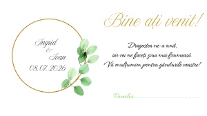 Plic pentru bani nuntă eucalyptus verde elegant cu cerc auriu – plic de bani/dar minimalist personalizat - Img 2