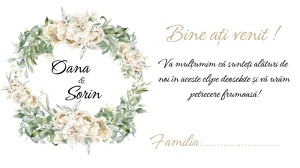 Plic pentru bani nuntă cu design floral crem elegant, ideal pentru un decor romantic și rafinat