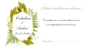 Plic pentru bani nuntă verde cu frunze elegante și inițiale – plic de bani/dar botanical personalizat - Img 2