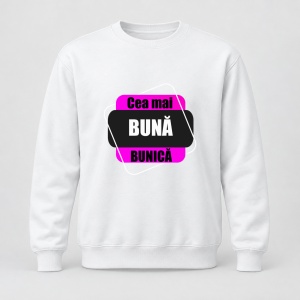 Pulover personalizat Cea mai buna bunica, model roz