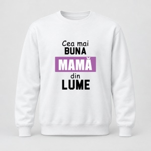 Pulover personalizat Cea mai buna mama din lume ,mov