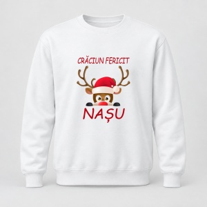 Pulover personalizat Craciun fericit nasu, model ren