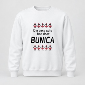 Pulover personalizat Din cana asta bea doar bunica, model traditional