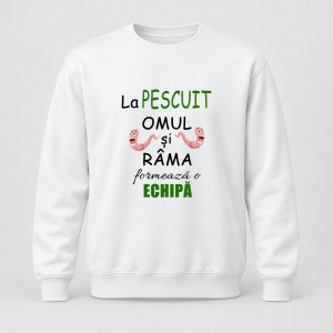 Pulover personalizat La pescuit omul si rama formeaza o echipa