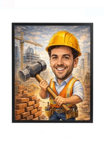 Ramă Foto Caricatură Constructor – Cadou Personalizat pentru Constructori