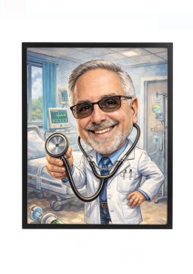 Ramă Foto Caricatură Doctor – Cadou Personalizat pentru Medici