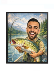 Ramă Foto Caricatură Pescar – Cadou Personalizat pentru Pescari