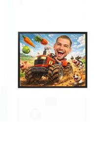 Ramă foto personalizată fermier cu animale – cadou amuzant pentru bărbat iubitor de viața la țară