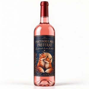 Sticlă de vin roze personalizată cu nume „Partenerul meu preferat” – Valentine’s Day
