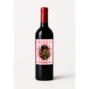 Sticlă de Vin Personalizată cu Poză „Te iubesc, inima mea” – Valentine’s Day