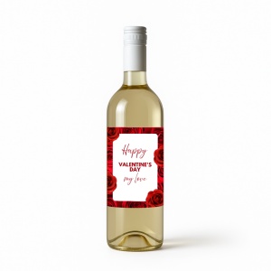Sticlă de Vin Personalizată Valentine’s Day „Happy Valentine’s Day My Love” – Alb, Roșu sau Roze