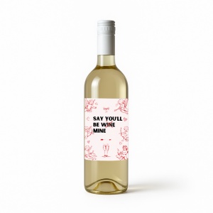 Sticlă de vin personalizată cu mesaj jucăuș, alb, roșu sau roze