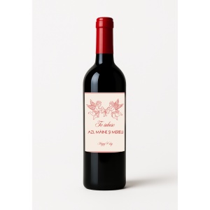 Sticlă de Vin Personalizată Valentine’s Day „Te iubesc azi, mâine și mereu” – Alb, Roșu sau Roze