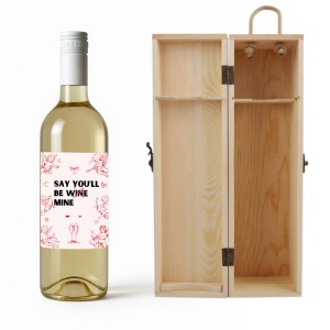 Sticlă Vin Alb Personalizată Valentine’s Day „Say You’ll Be Wine Mine” cu Cutie Lemn | fabricacucadouri.ro26