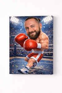 Tablou Canvas Caricatură Boxer Personalizată – Cadou pentru Pasionații de Box