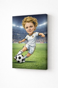 Tablou Canvas Caricatură Fotbalistă Personalizată – Cadou Amuzant pentru Fete Pasionate de Fotbal